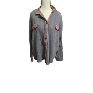 Cherry Cloth Oversized Button-down waffle knit shirt  Size Medium